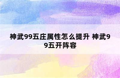 神武99五庄属性怎么提升 神武99五开阵容